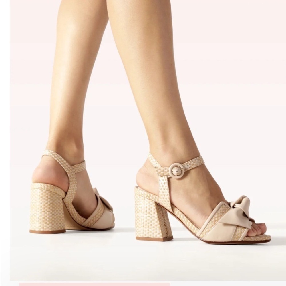 Alexandre Birman Maxi Clarita Braided Raffia 75 Block Heel Sandals Creamy 38 8